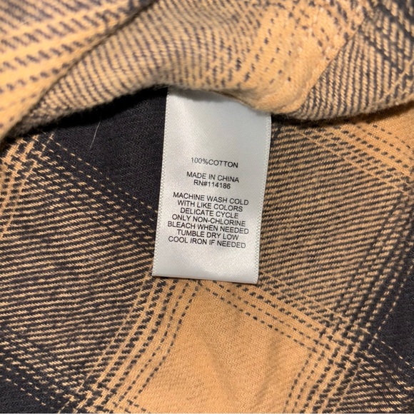 Frye & Co Men’s Flannel Black And Tan Plaid Button Up Long Sleeve Shirt Size 2XL - Picture 4 of 4